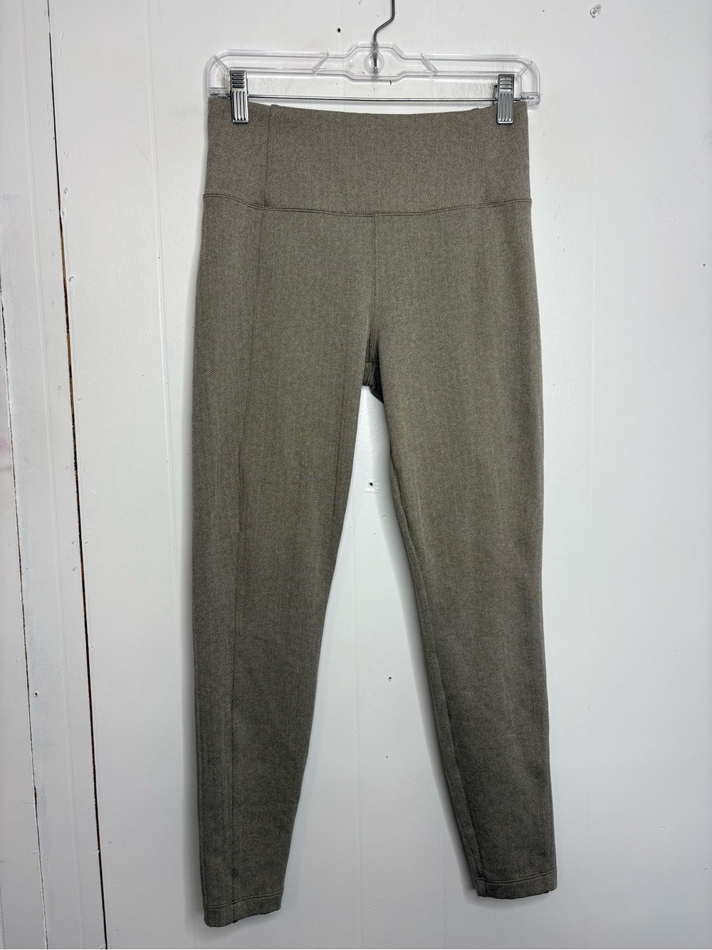 Athleta Pants Womens Small Delancey Herringbone Leggings Tan Hidden Pocket Ankle